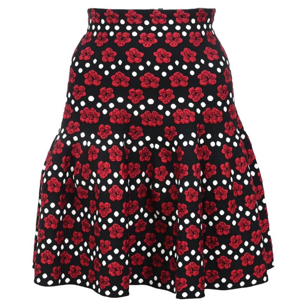 Alaïa Floral Printed Mini Skirt in Black Cotton